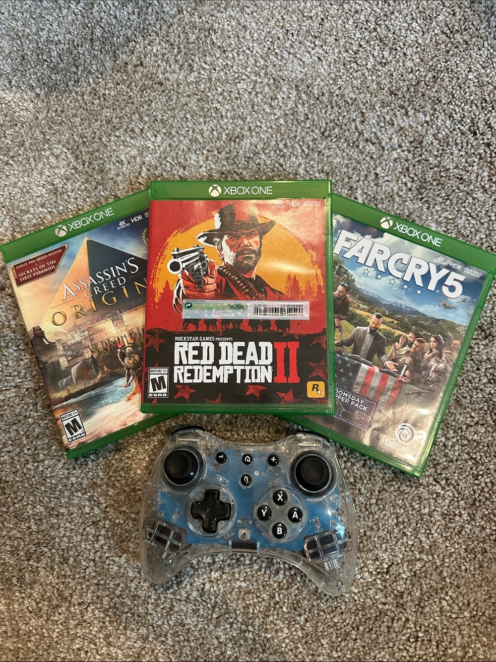 Xbox One Clear Blue Wireless Controller with 3 games